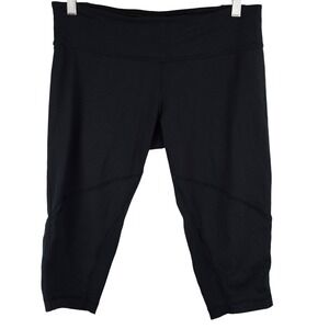 Lululemon Womens Black Capri Leggings Size 10 With‎ Zipper Pocket Inner Drawcord